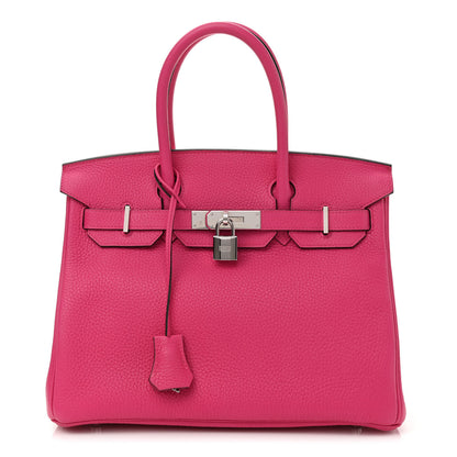 Hermes Taurillon Clemence Birkin 30 Rose Shocking 1 of 9