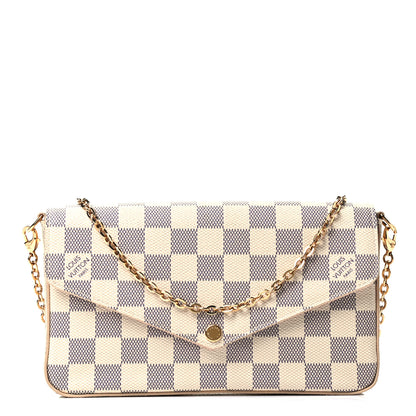 Louis Vuitton Damier Azur Pochette Felicie Chain Wallet Rose Ballerine 1 of 5