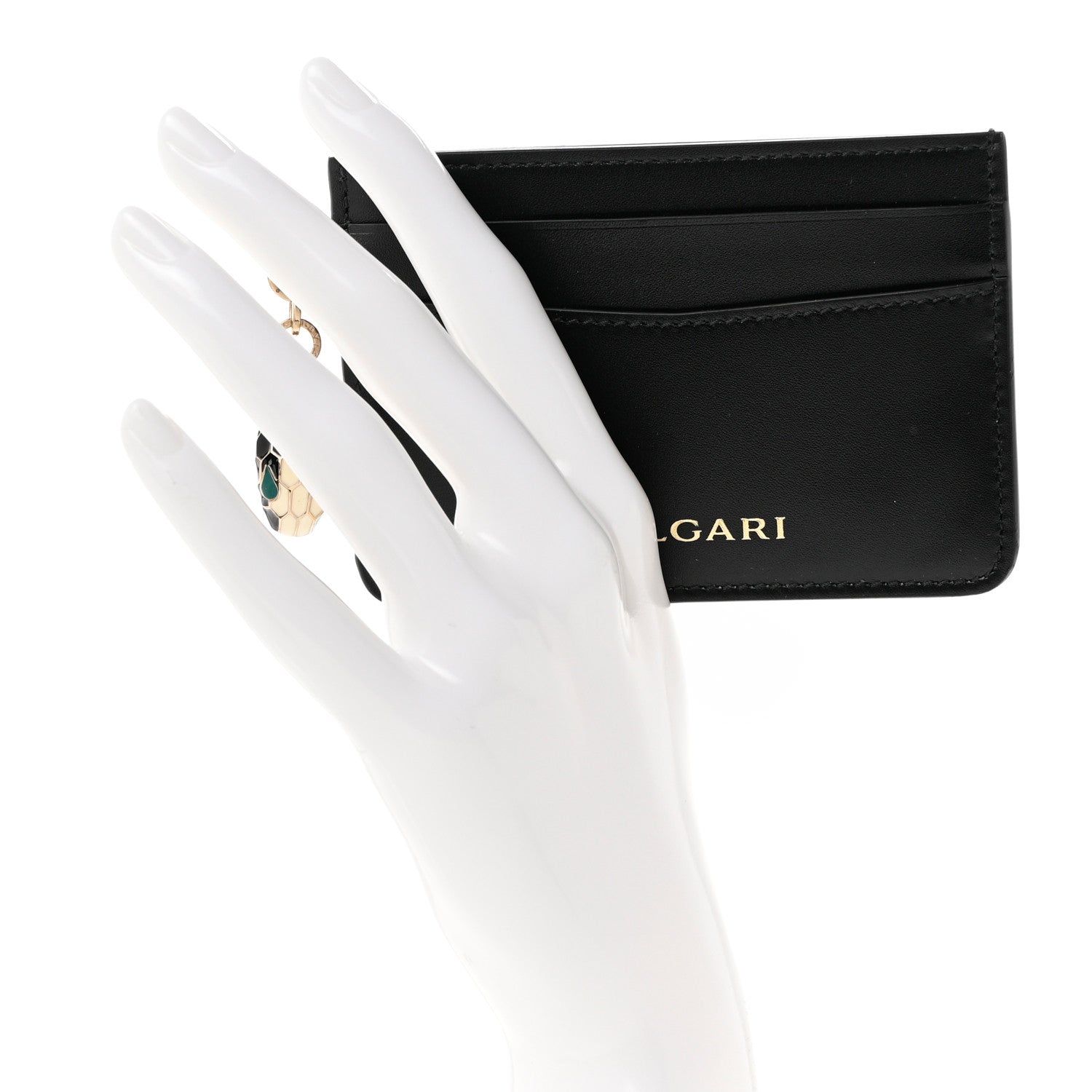 Bulgari Serpenti Calfskin Card Holder Black Emerald Green 2 of 7