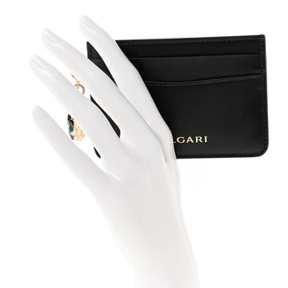 Bulgari Serpenti Calfskin Card Holder Black Emerald Green 2 of 7