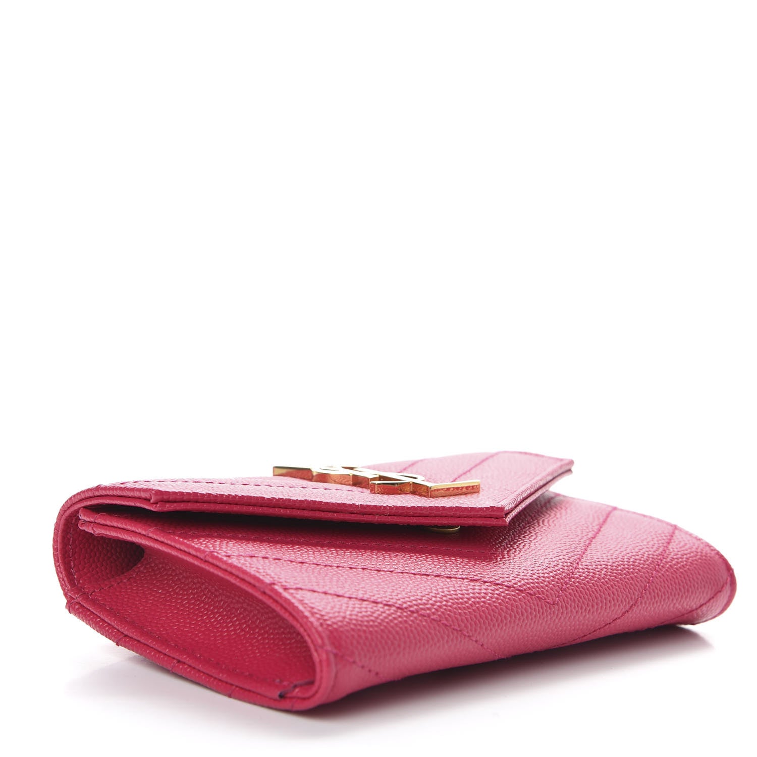 Saint Laurent Grain De Poudre Matelasse Chevron Small Monogram Envelope Wallet Bubblegum 4 of 8