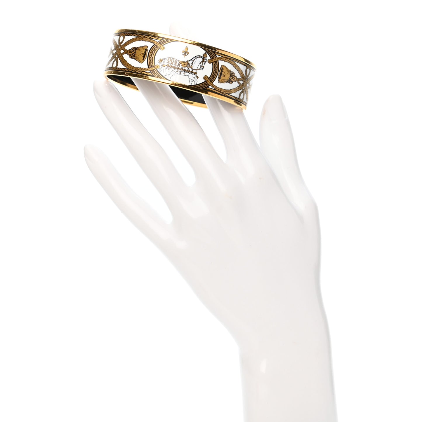Enamel Printed Wide Grand Apparat Bracelet 70 White