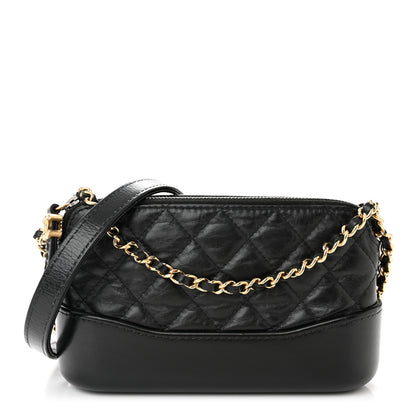 Chanel Aged Calfskin Quilted Small Gabrielle Clutch With Chain Black 1 of 14