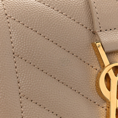 Saint Laurent Grain De Poudre Textured Mixed Matelasse Triquilt Small Monogram Satchel Dark Beige 5 of 11