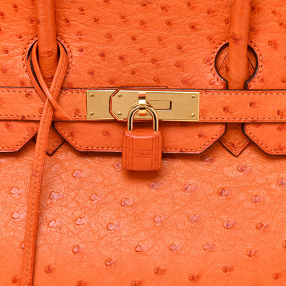 Hermes Ostrich Birkin 35 Orange 7 of 35