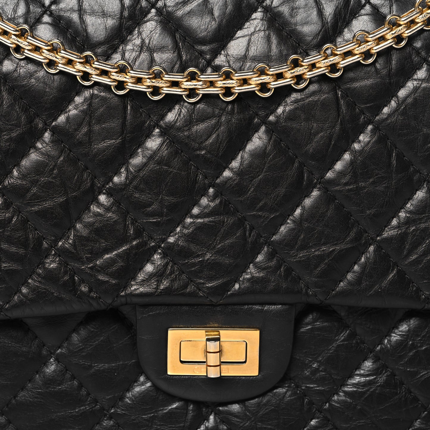 Aged Calfskin Quilted 2.55 Reissue 226 Flap Black