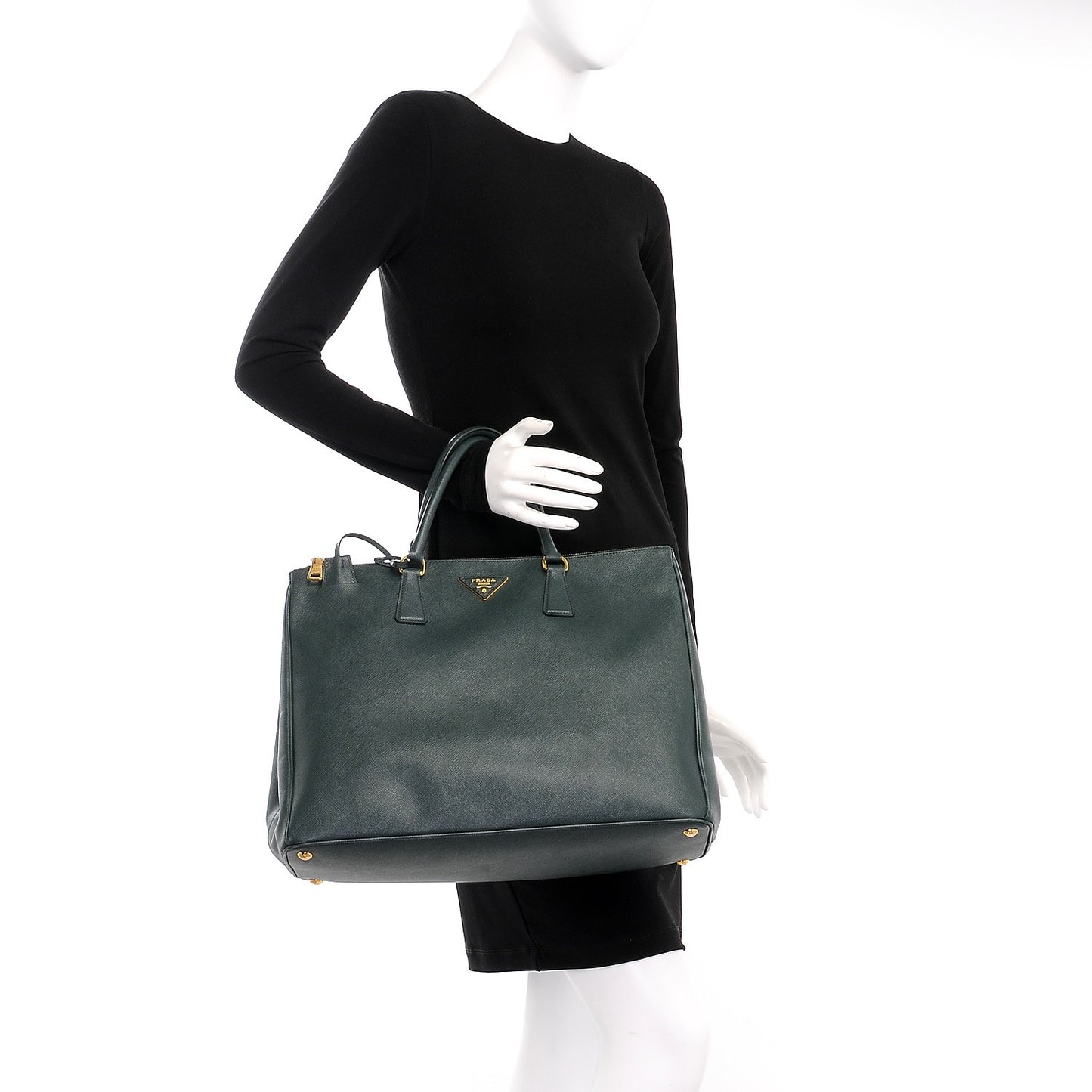 Saffiano Lux Extra Large Galleria Double Zip Tote Smeraldo