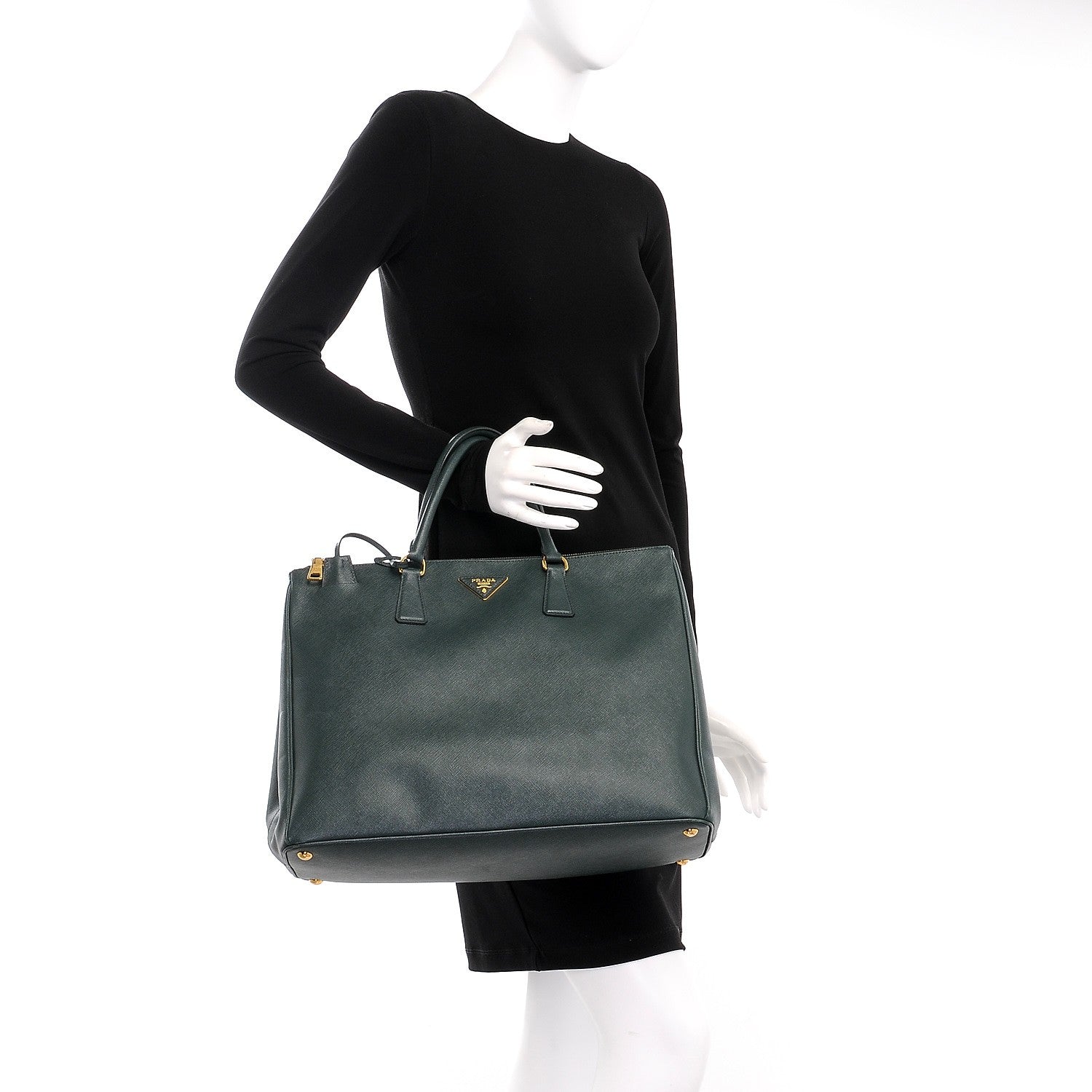 Prada Saffiano Lux Extra Large Galleria Double Zip Tote Smeraldo 2 of 9