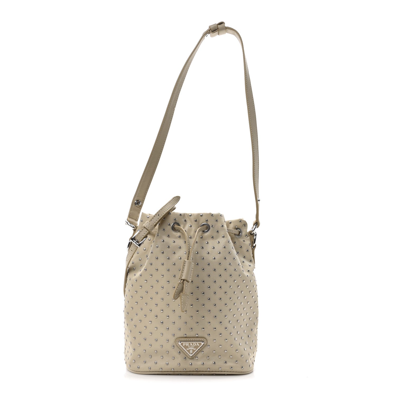 Prada Re-Nylon Saffiano Studded Mini Re-Edition 1978 Bucket Bag Deserto 1 of 10