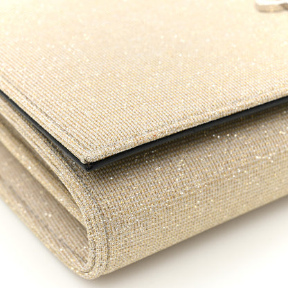 Saint Laurent Metallic Sparkle Fabric Monogram Chain Wallet Platino 13 of 13