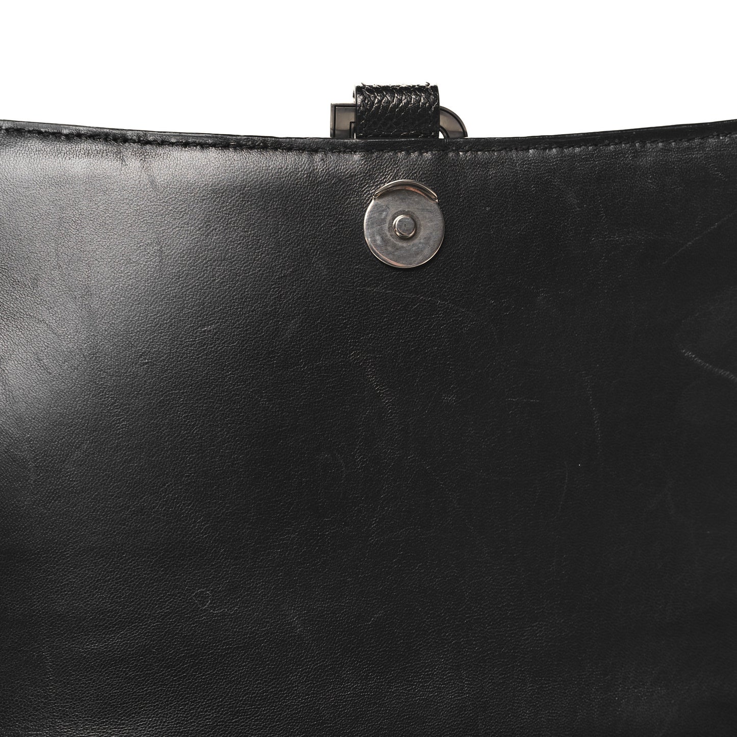 Grained Calfskin Medium Hourglass Top Handle Bag Black