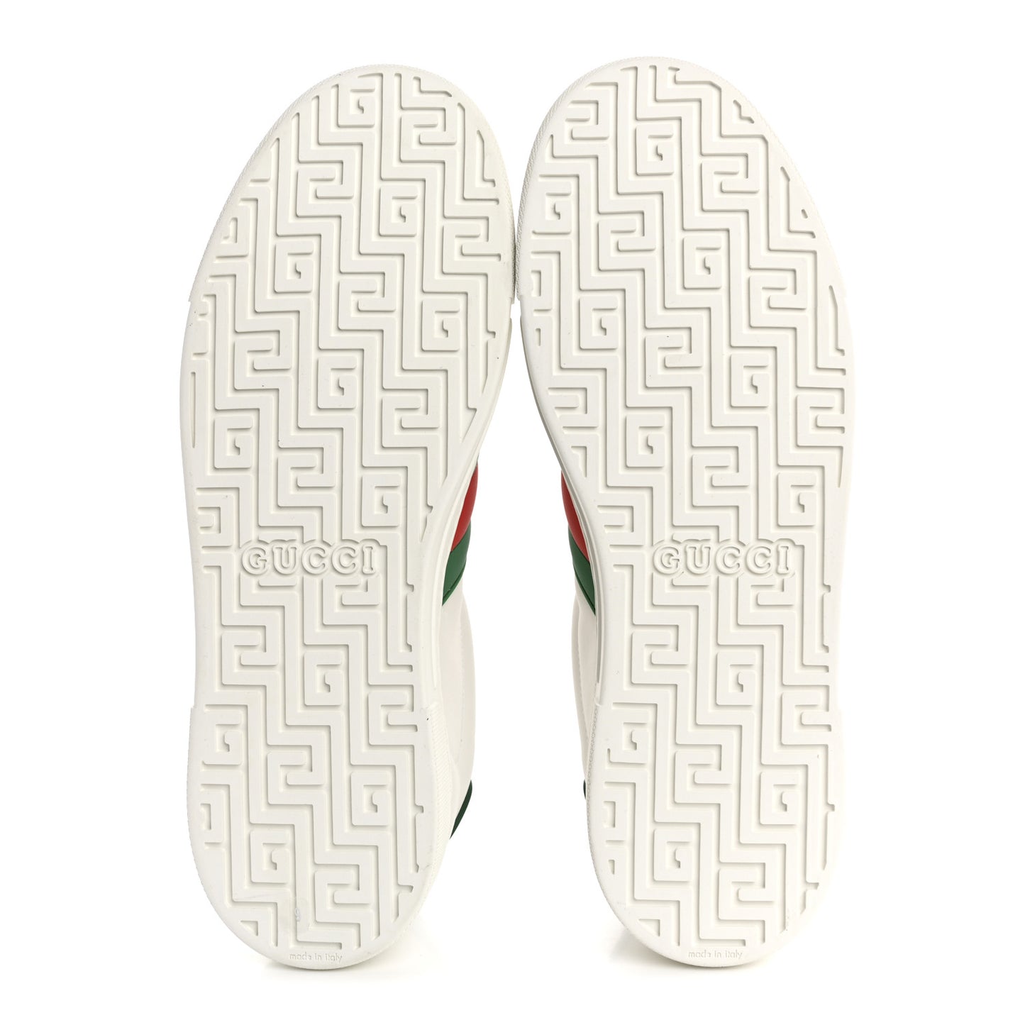 Calfskin Crocodile Embossed Rubber Web Mens Ace Sneakers 9 White Green