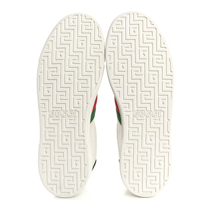 Gucci Calfskin Crocodile Embossed Rubber Web Mens Ace Sneakers 9 White Green 6 of 10