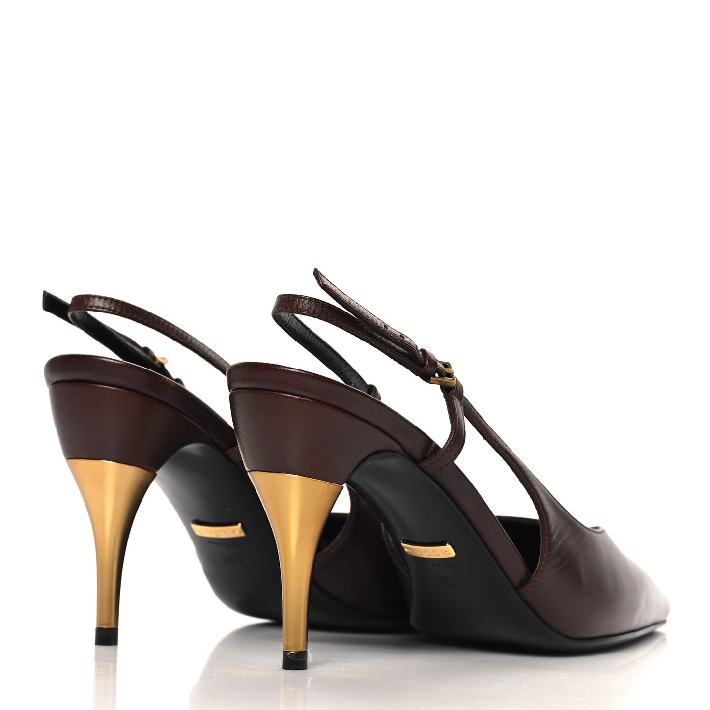 Calfskin Slingback Pumps 36.5 Dark Brown