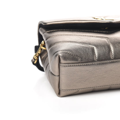 Saint Laurent Metallic Calfskin Y Quilted Monogram Toy Loulou Crossbody Bag Piombo 8 of 10