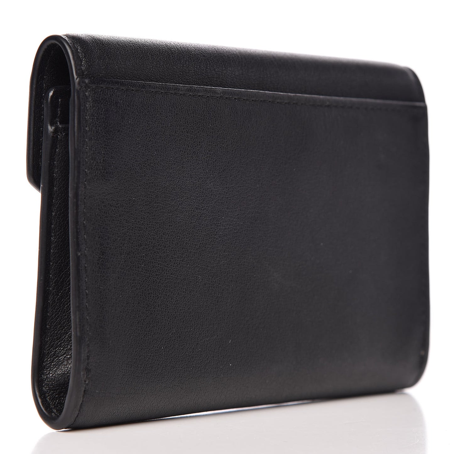 Calfskin Heart Studded Small Envelope Wallet Black
