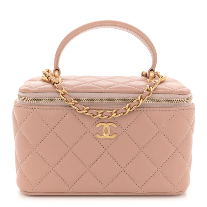 Chanel Lambskin Quilted Small Top Handle Vanity Case With Chain Beige 1 of 12