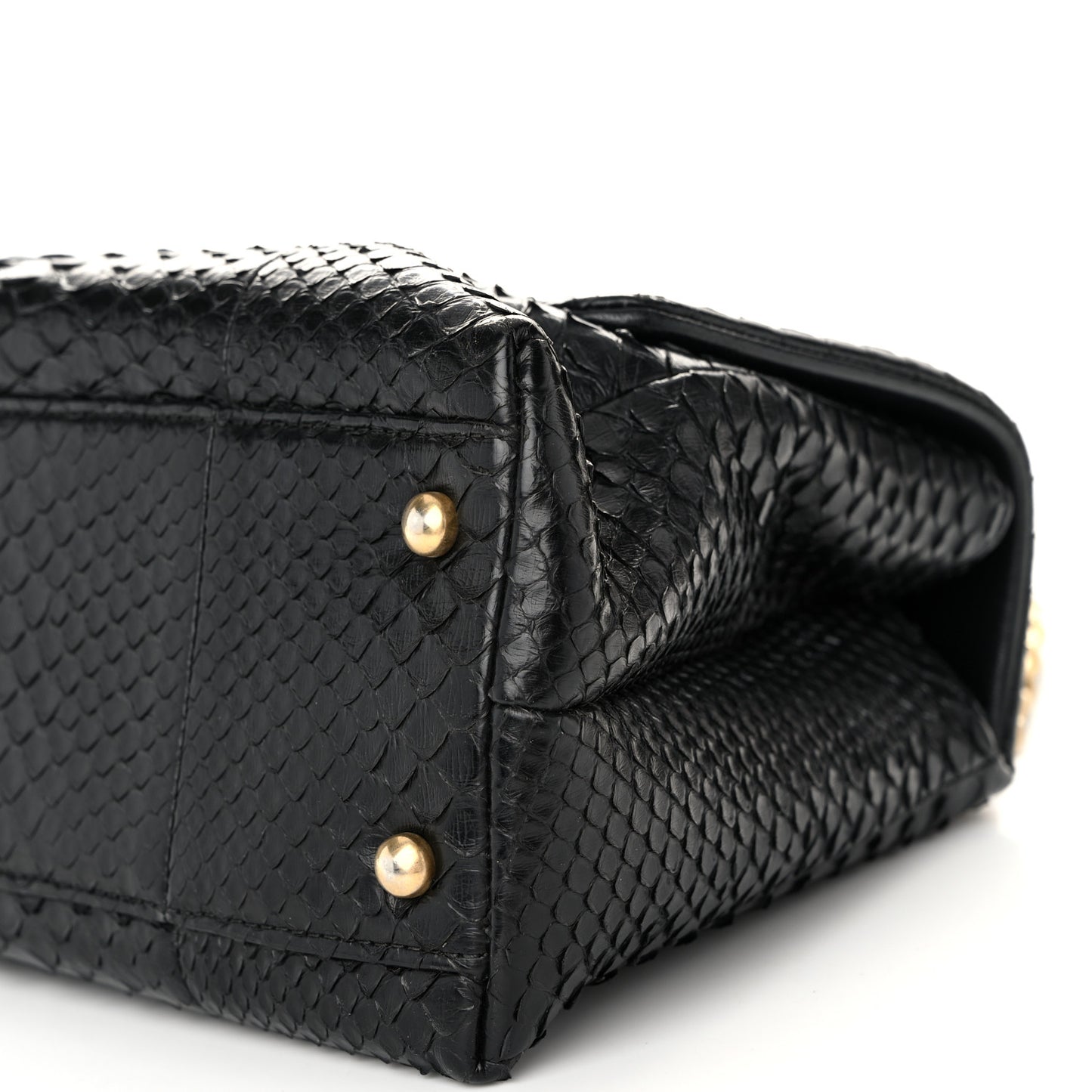 Snakeskin Small Coco Handle Flap Black
