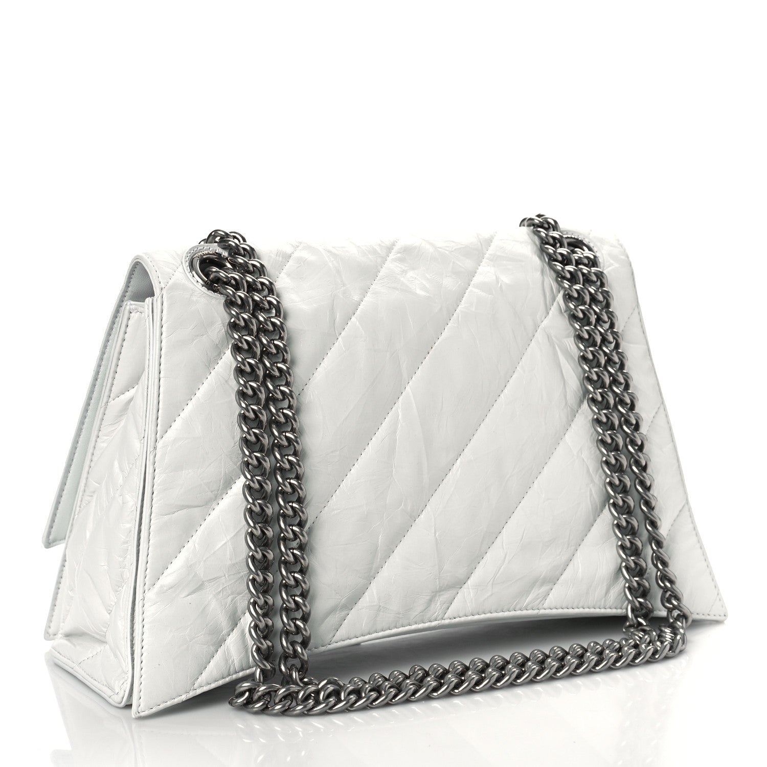Balenciaga Crushed Calfskin Quilted Medium Crush Chain Bag Optic White 3 of 8