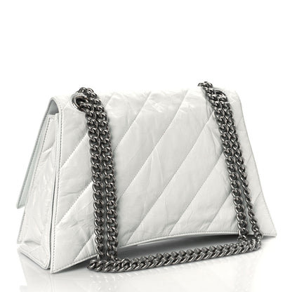 Balenciaga Crushed Calfskin Quilted Medium Crush Chain Bag Optic White 3 of 8