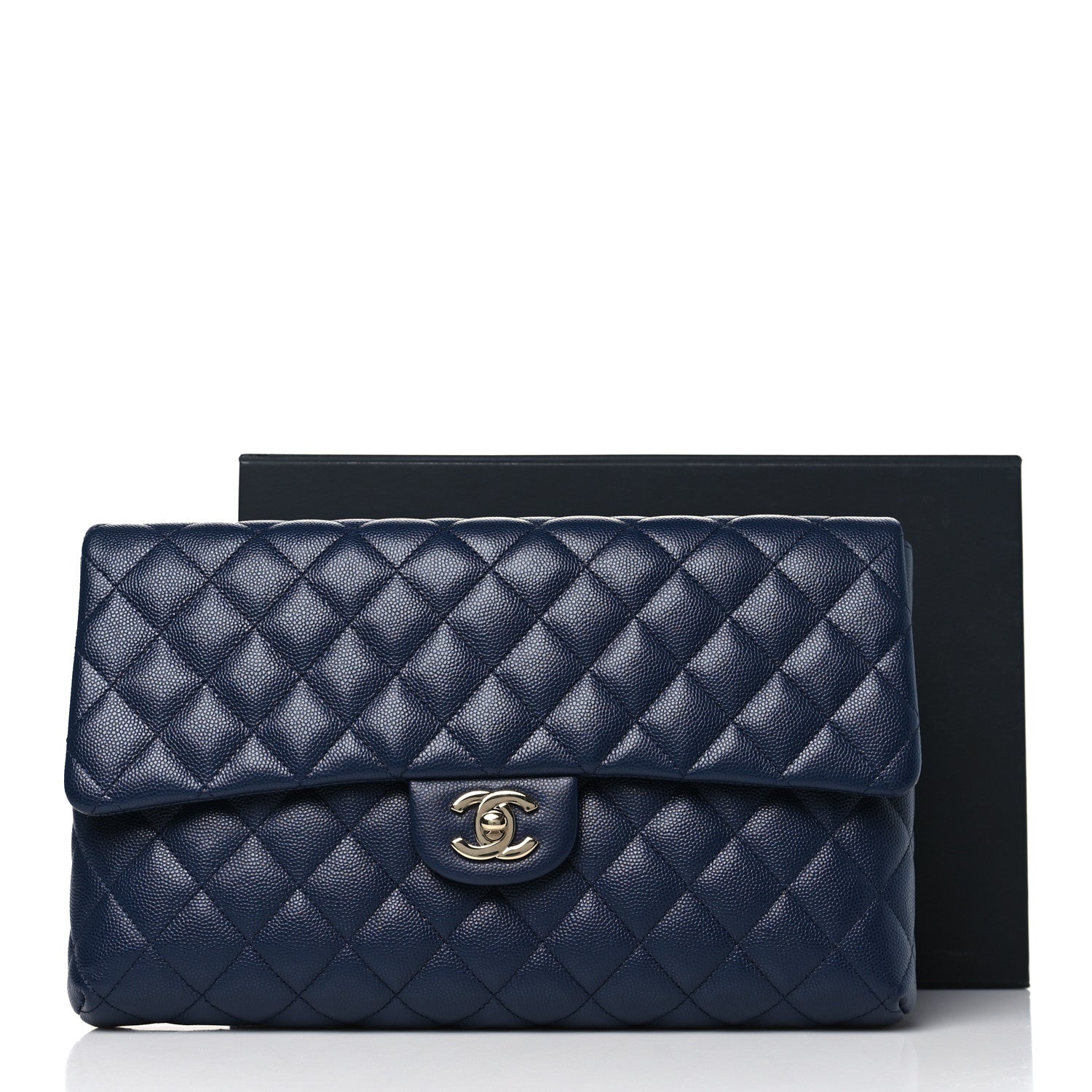 Chanel Caviar Quilted Flap Clutch Navy Blue 11 of 11