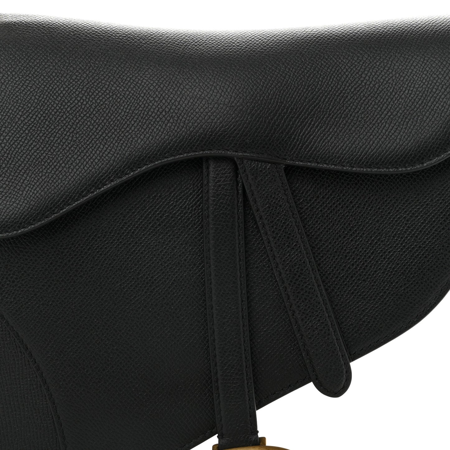 Grained Calfskin Saddle Bag Black