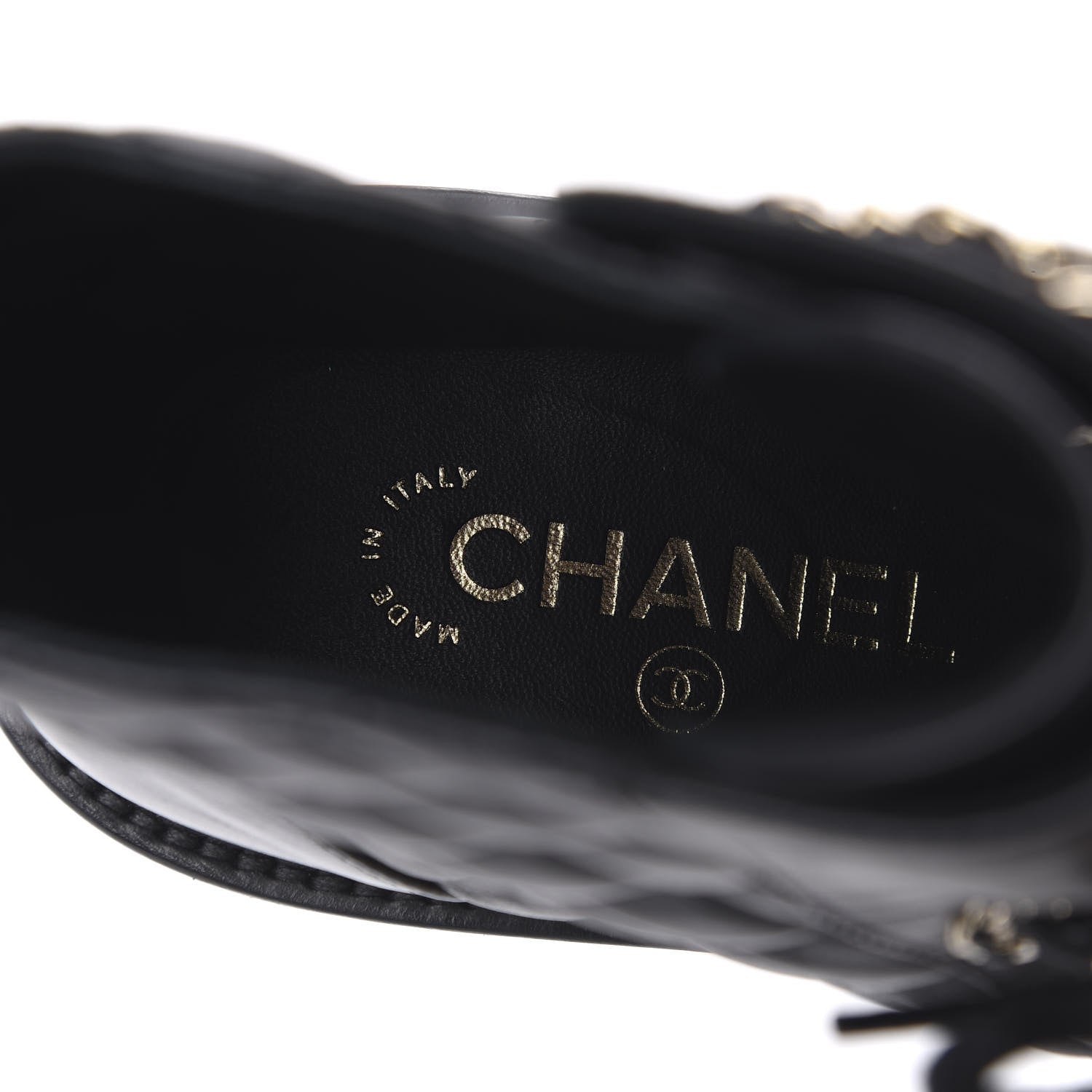 Chanel Lambskin Calfskin Quilted Lace Up Combat Boots 37.5 Black 7 of 9