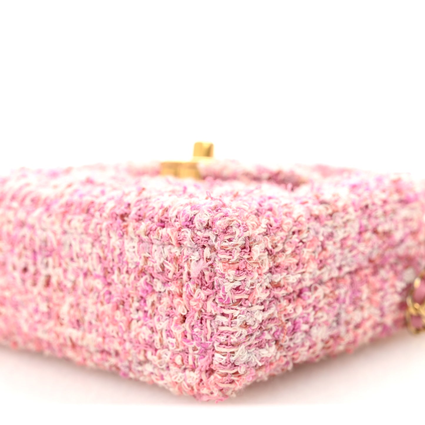 Tweed Quilted Mini Nano Kelly Shopper Pink