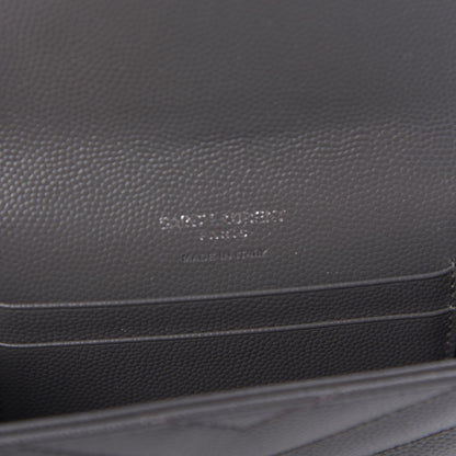Saint Laurent Grain De Poudre Matelasse Chevron Small Monogram Envelope Wallet Earth 6 of 10