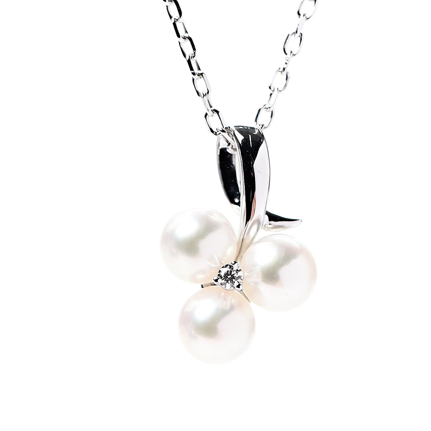 Mikimoto 18K White Gold Diamond Akoya Pearl 4.5-5mm Pendant Necklace 3 of 6