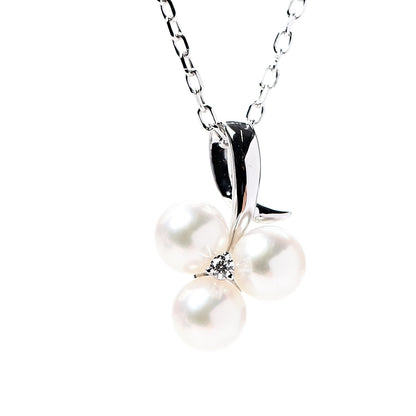 Mikimoto 18K White Gold Diamond Akoya Pearl 4.5-5mm Pendant Necklace 3 of 6