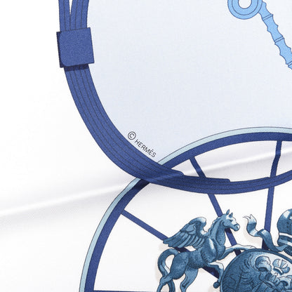 Hermes Silk Springs Scarf 90 White Ciel Marine Clair 5 of 5