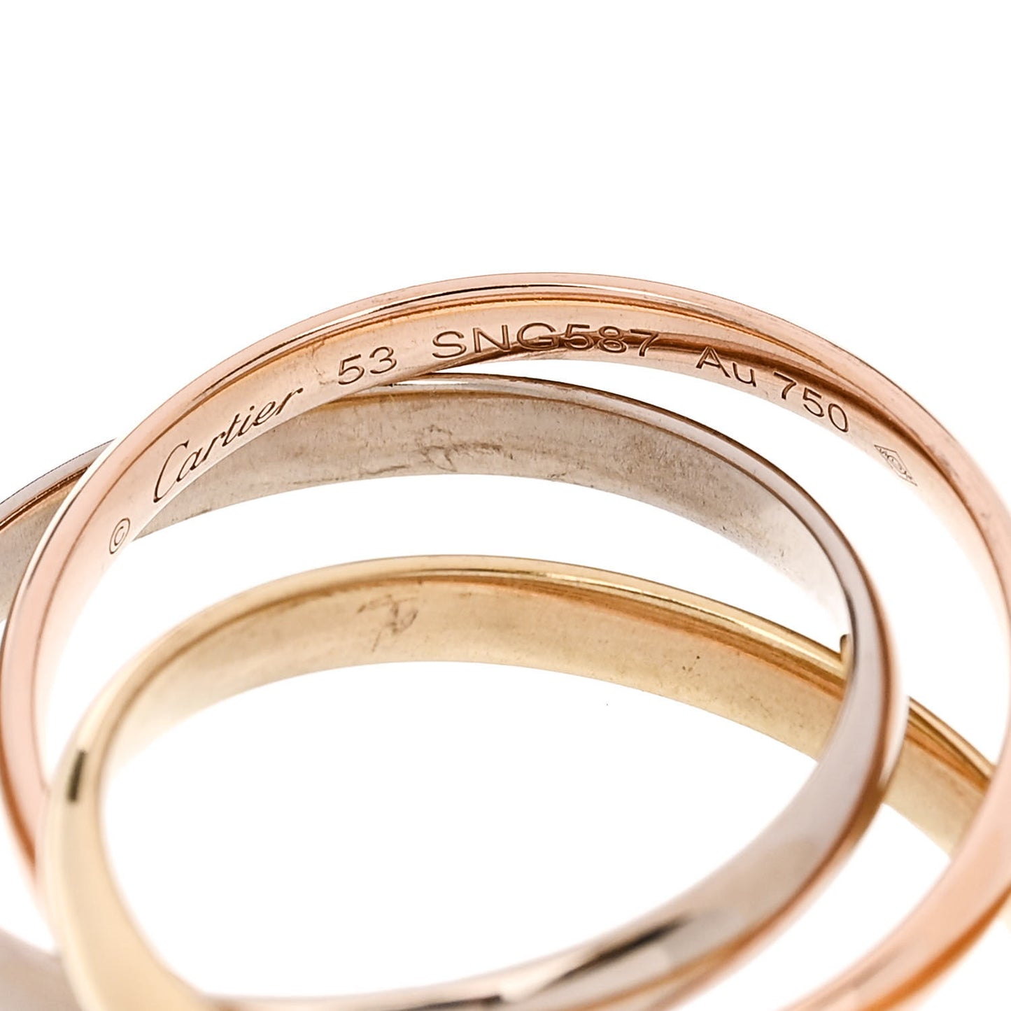 18K Pink Yellow White Gold Small Trinity Ring 53 6.5