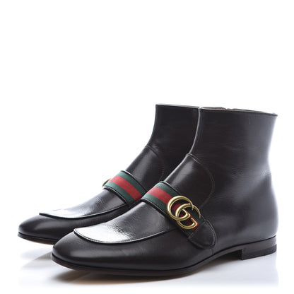 Gucci Goatskin Web Mens GG Ankle Boots 7 Cocoa 3 of 9