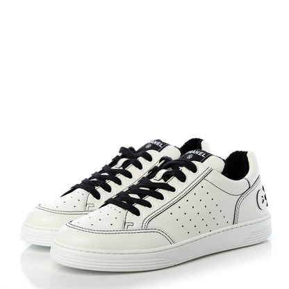 Chanel Calfskin Womens Logo Sneakers 40 Black White 3 of 11
