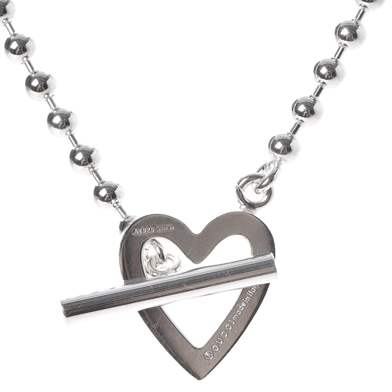 Gucci Sterling Silver Heart Toggle Necklace 5 of 6