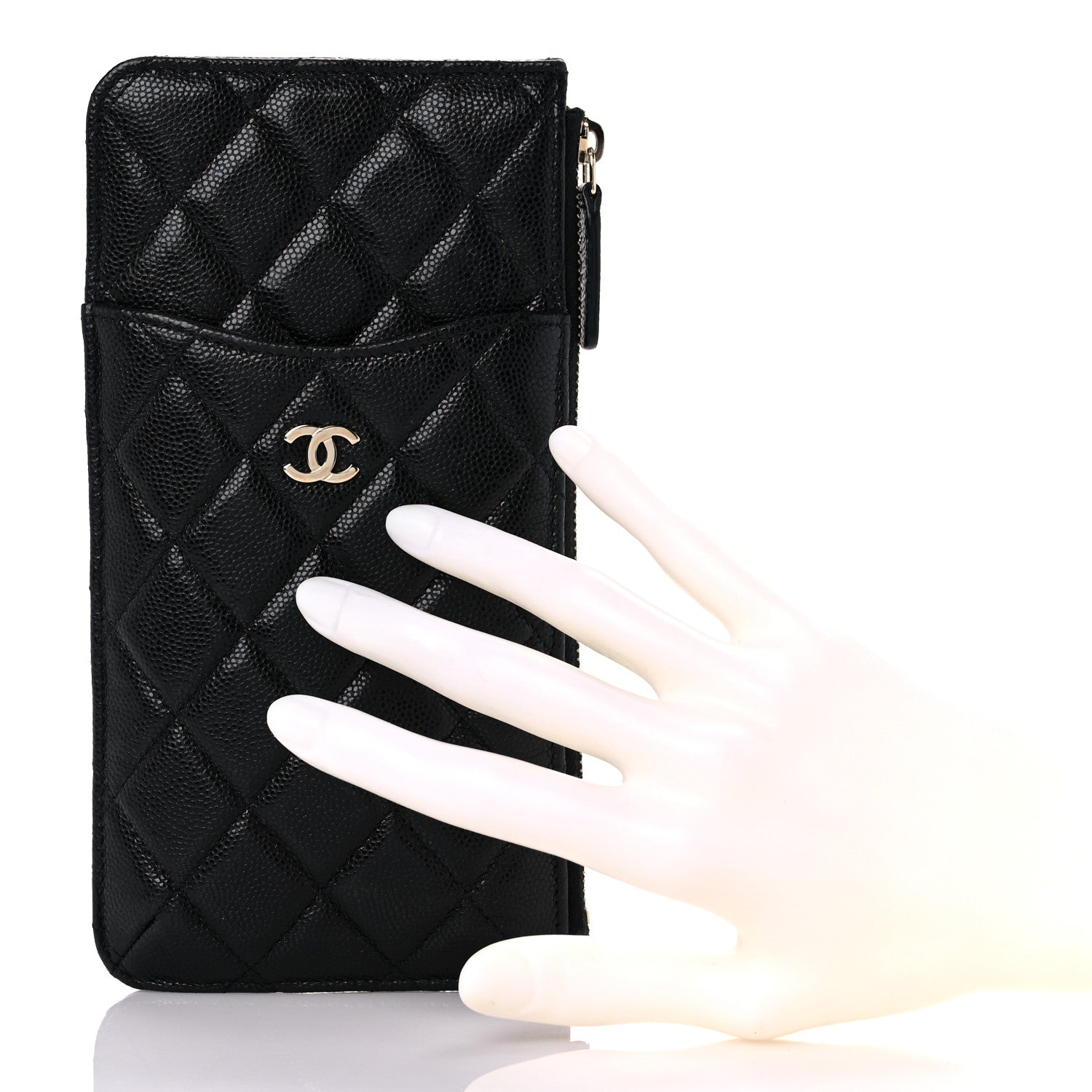 Chanel Caviar Quilted Classic Flat Wallet Pouch Black 2 of 8