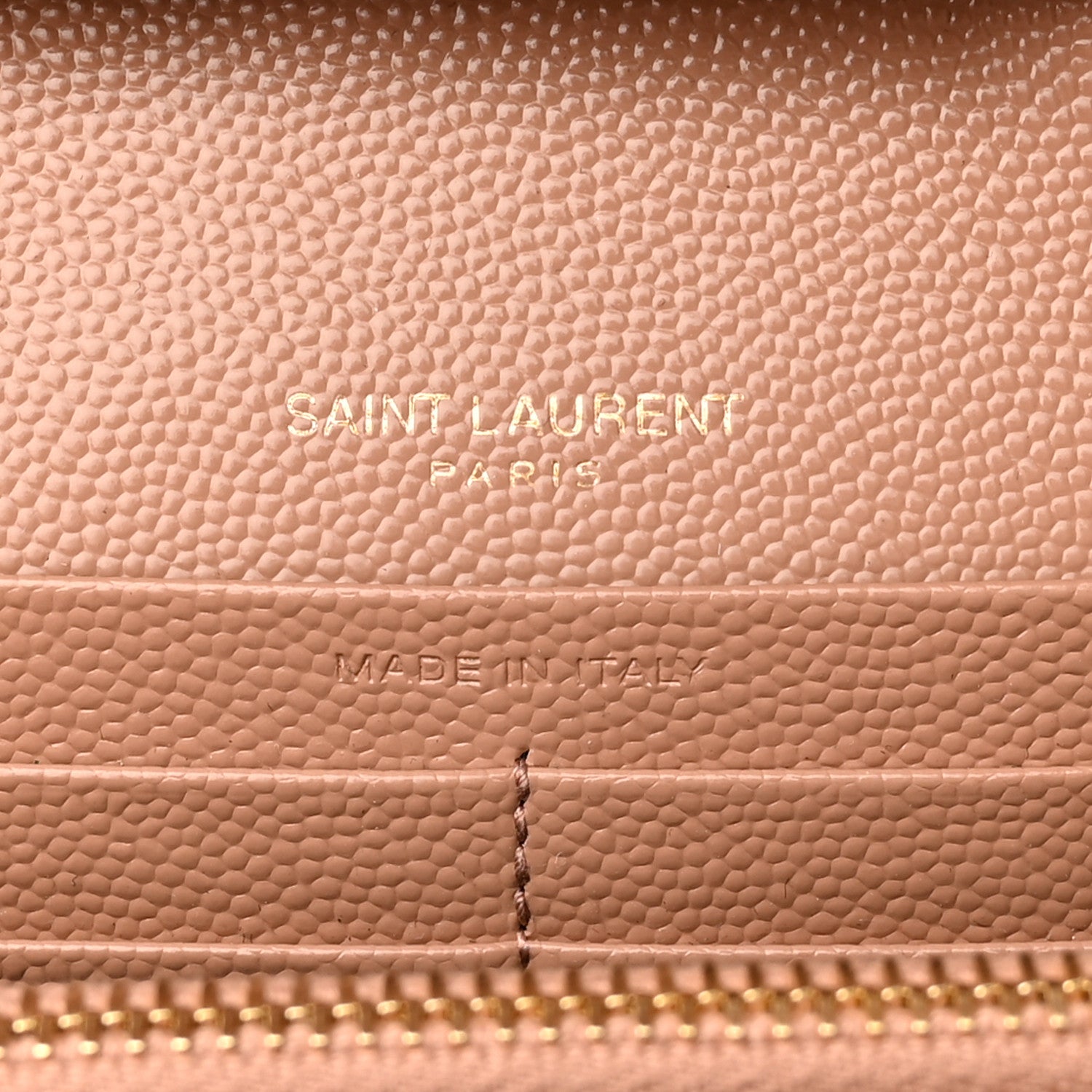 Saint Laurent Grain De Poudre Matelasse Chevron Monogram Chain Wallet Vintage Peach 7 of 11