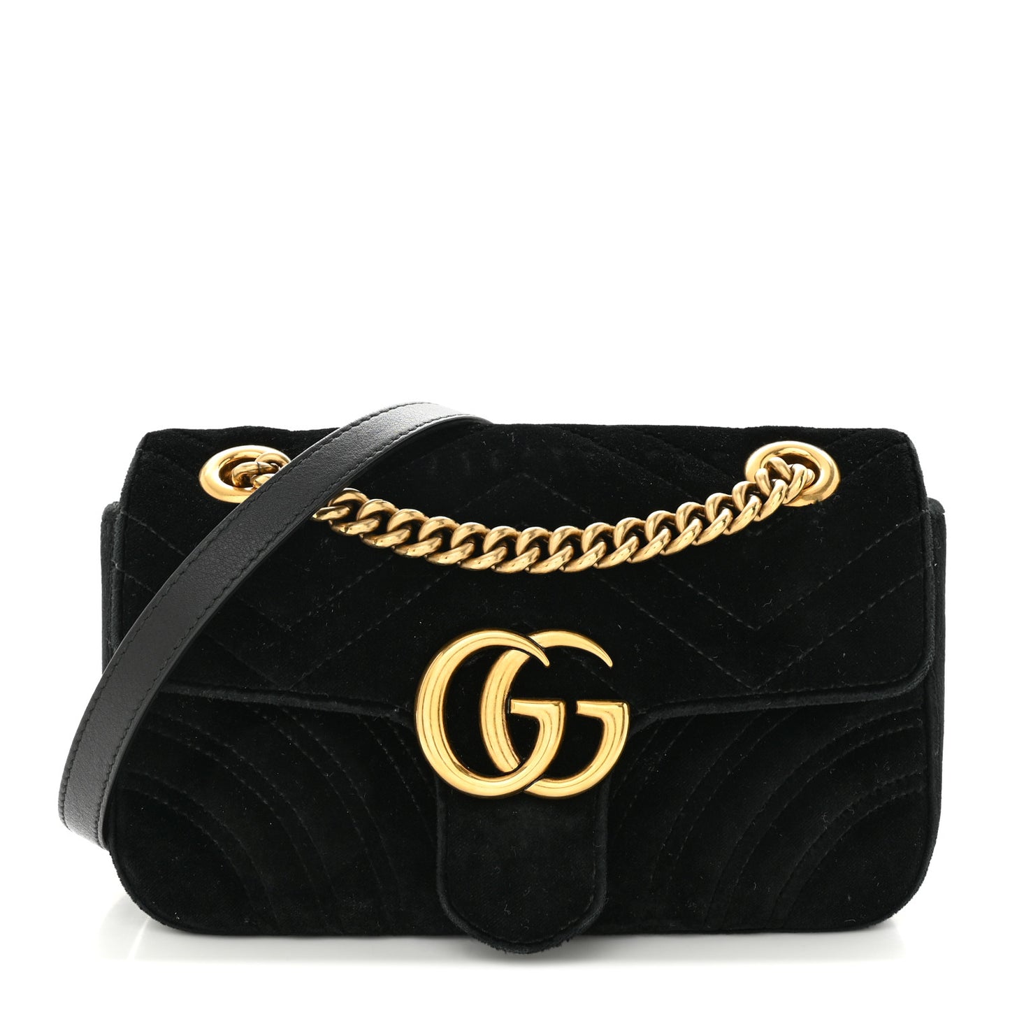 Velvet Matelasse Mini GG Marmont Shoulder Bag Black