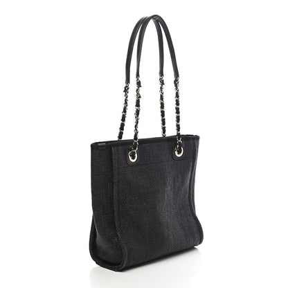 Chanel Woven Straw Raffia Mini Deauville Tote Black 2 of 8