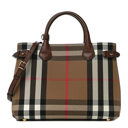 Burberry House Check Grainy Calfskin Medium Banner Tote Brown 1 of 13