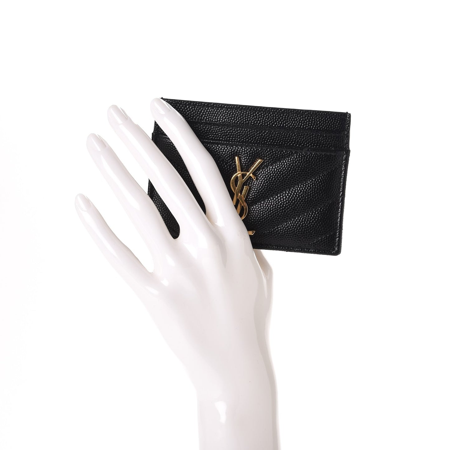 Grain De Poudre Matelasse Chevron Monogram Credit Card Case Black