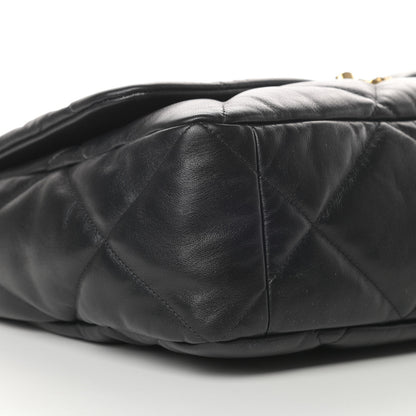 Chanel Shiny Goatskin Quilted Maxi Chanel 19 Flap Black 9 of 11
