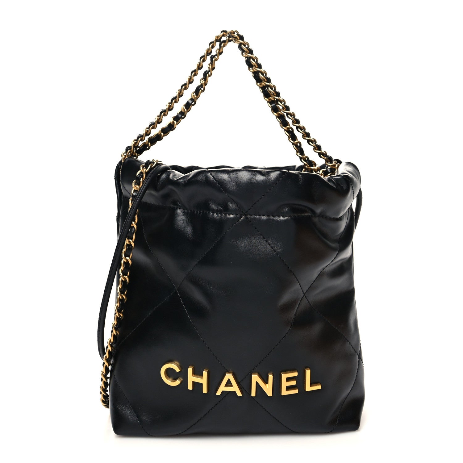 Chanel Shiny Calfskin Quilted Mini Chanel 22 Black 1 of 11