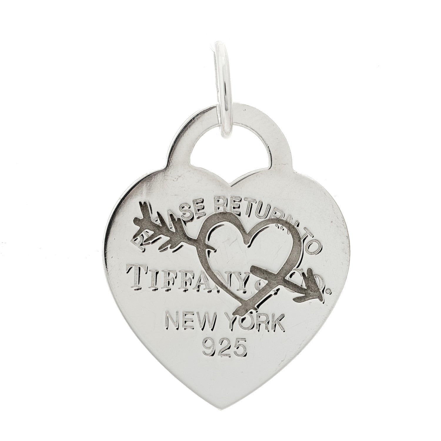 Tiffany Sterling Silver Return To Tiffany Etched Heart and Arrow Tag Charm 1 of 4