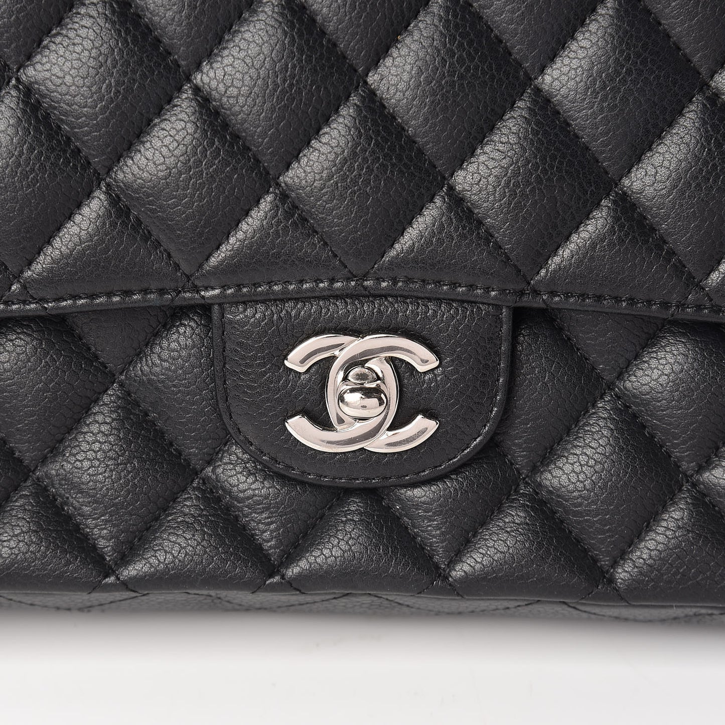 Caviar Quilted Medium Double Flap Black