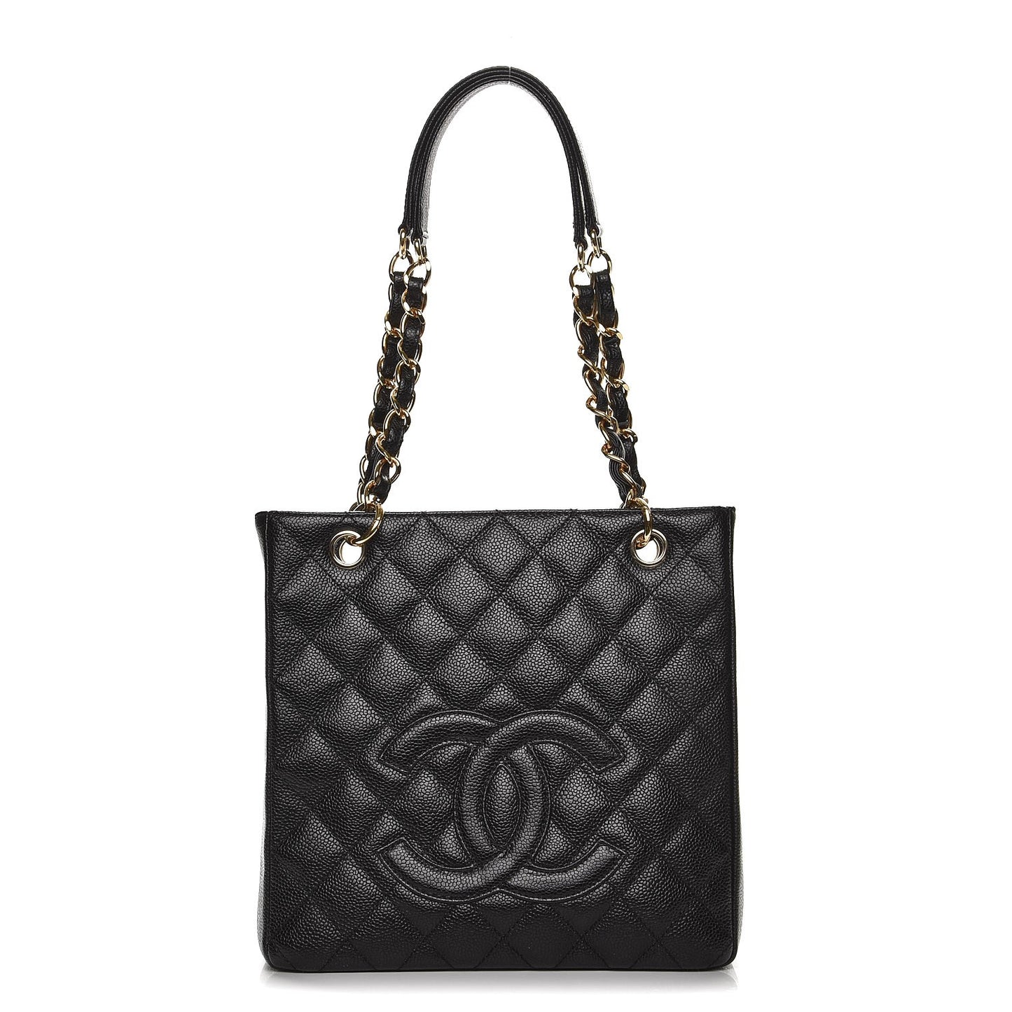 Caviar Quilted Petit Shopping Tote PST Black