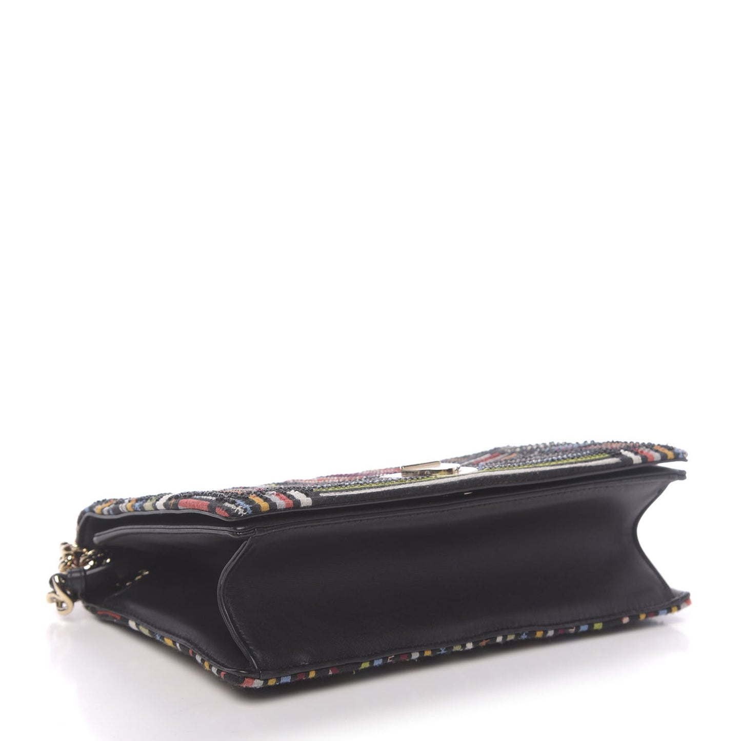 Embroidered Striped Medium Diorama Flap Bag Multicolor