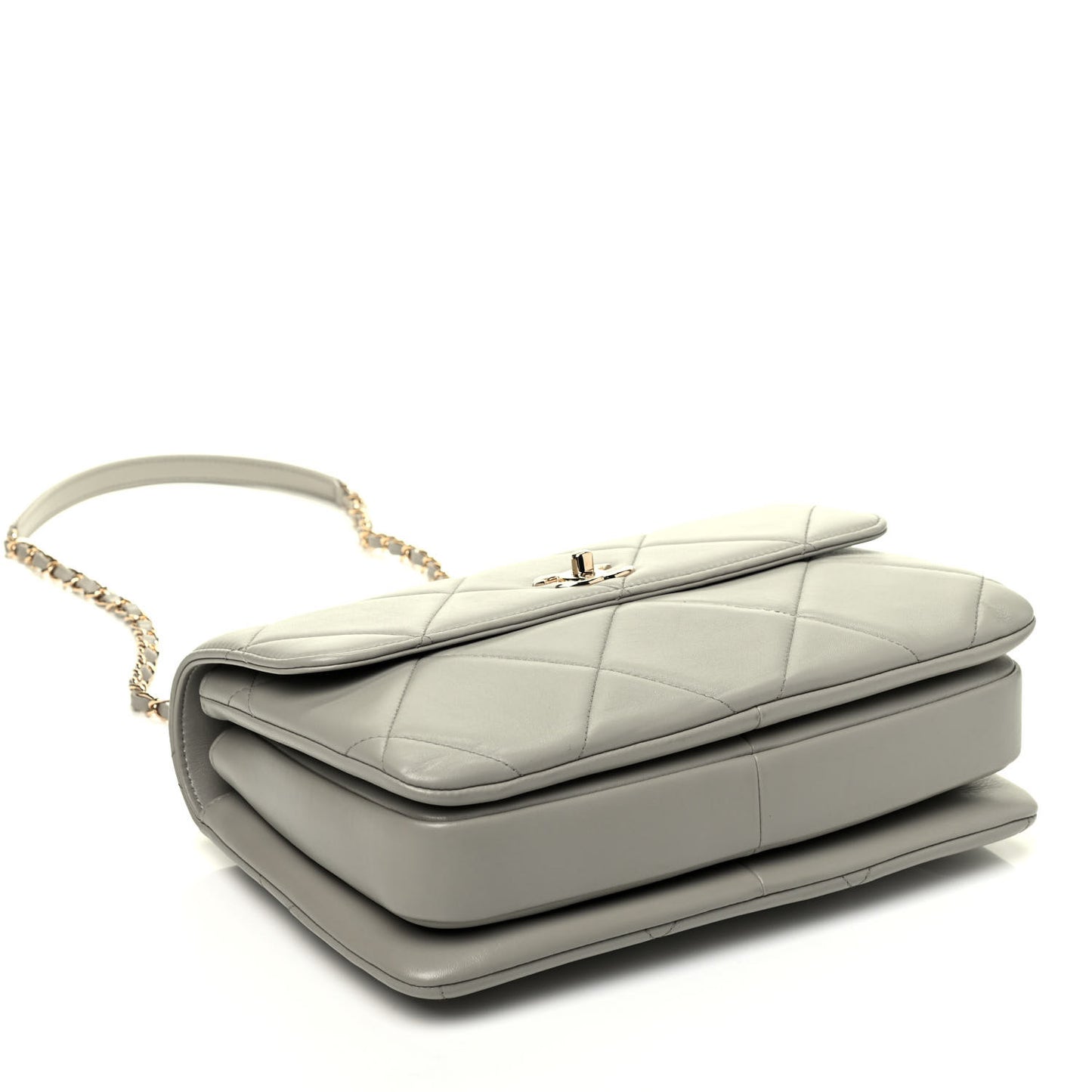 Lambskin Quilted Medium Trendy CC Flap Dual Handle Bag Grey