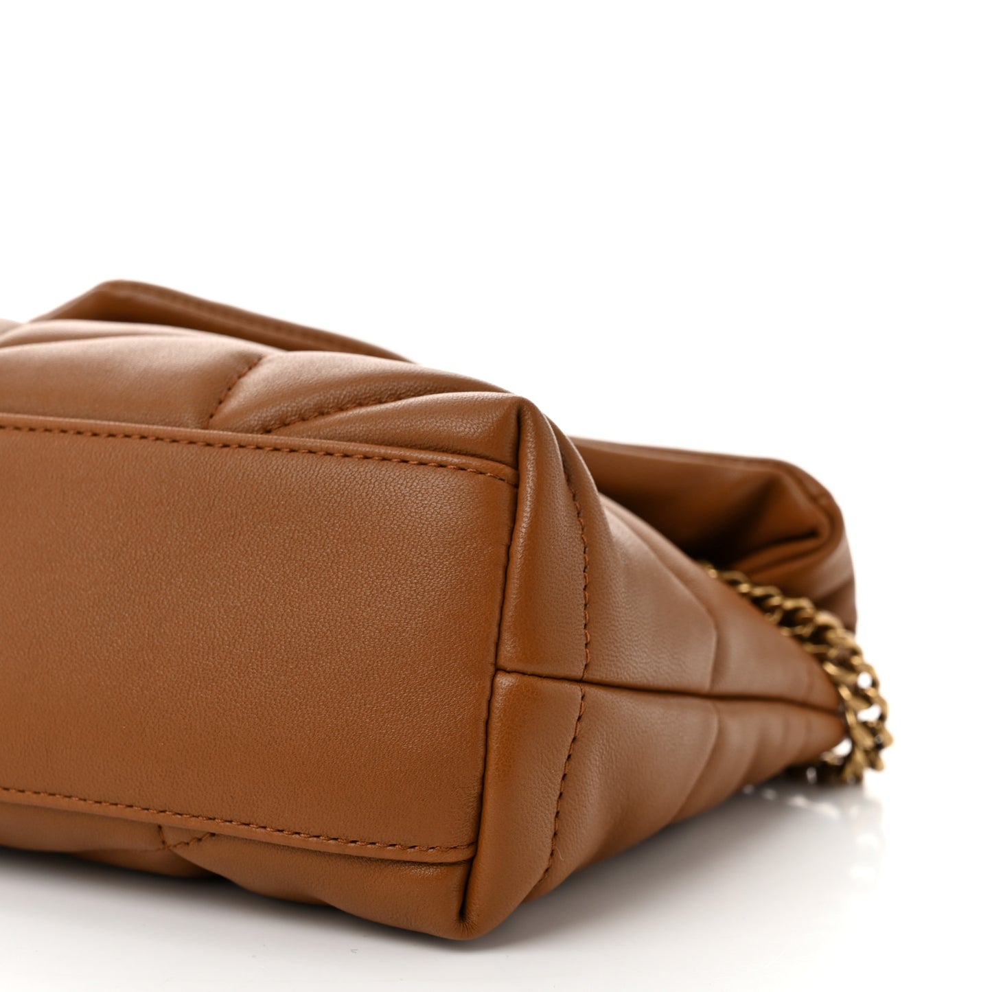 Lambskin Quilted Toy Loulou Puffer Monogram Chain Satchel Dark Cork